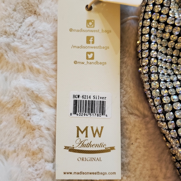 New Madison West Crystal Rhinestone Knotted Handle Handbag - Picture 14 of 14